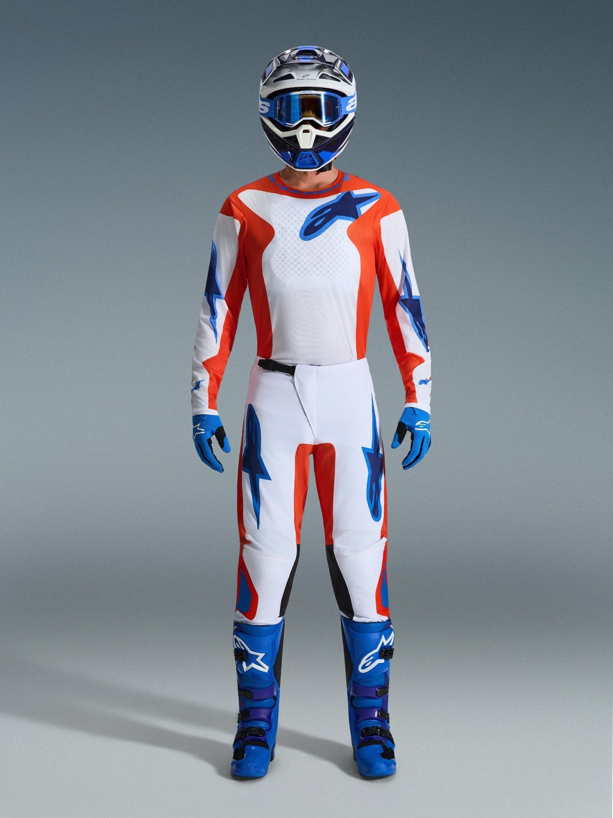 Alpinestars Fluid Grid Ergonomic Motocross Pants Orange UCLA Blue - MxProStoreParts