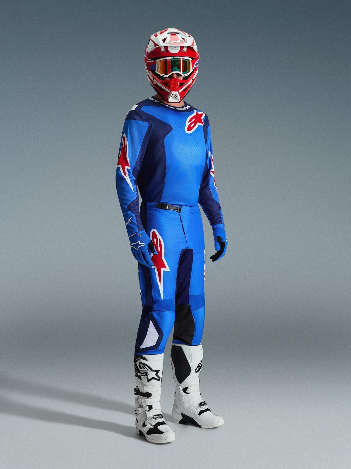 Alpinestars Fluid Grid Motocross Pants 2026 Blue Red - MxProStoreParts