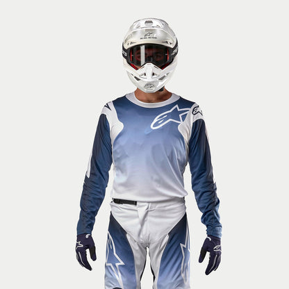 Alpinestars 2024 Camiseta Racer Hoen Transpirable Blanco/Azul Marino Oscuro/Azul Claro - MxProStoreParts