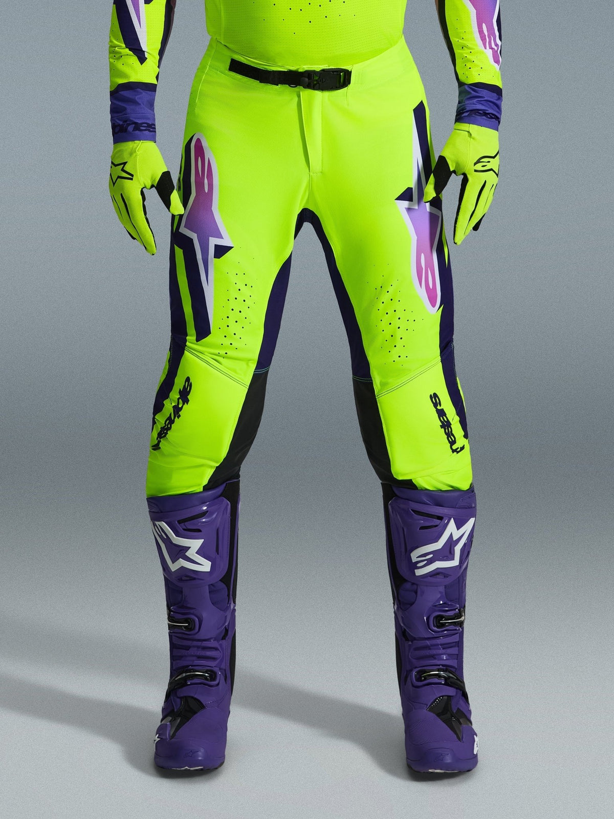 Alpinestars Supertech Vista Pantalón de Motocross Amarillo Púrpura Negro - MxProStoreParts