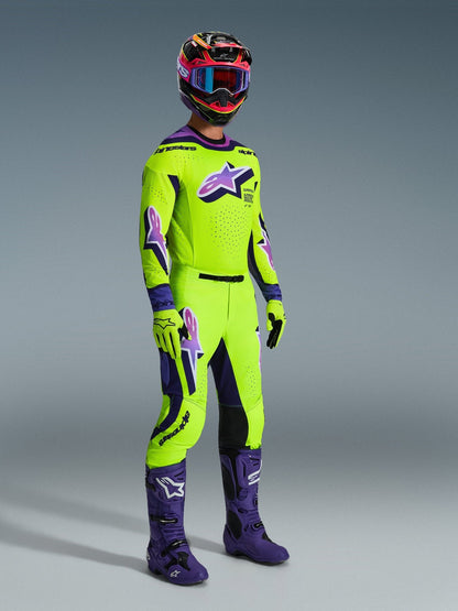 Alpinestars Supertech Vista Camiseta de Nivel Profesional Amarillo, Morado y Negro - MxProStoreParts