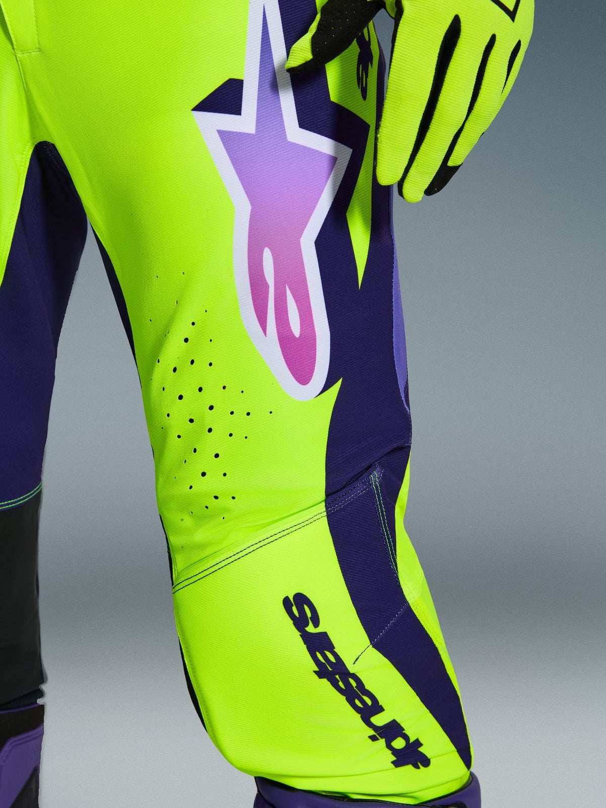 Alpinestars Supertech Vista Pantalón de Motocross Amarillo Púrpura Negro - MxProStoreParts