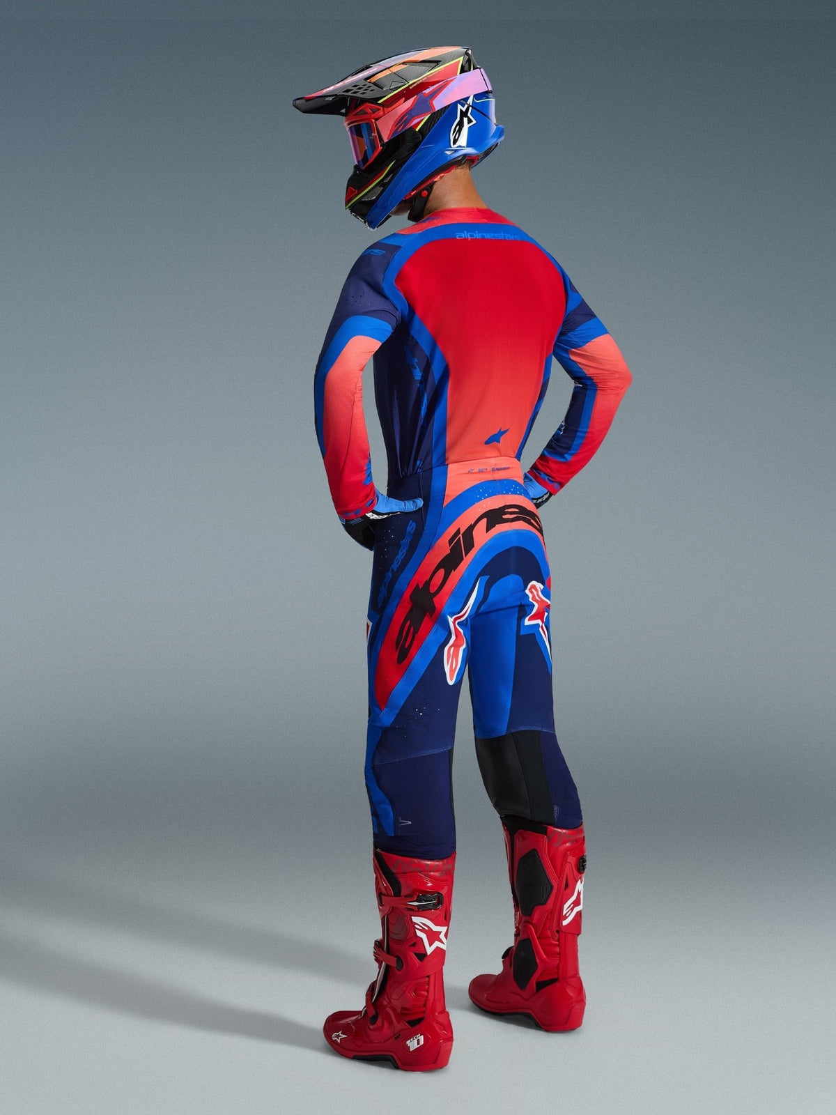 Alpinestars Supertech Vista Pantalon Dark Navy Hot Coral Cobalt - MxProStoreParts