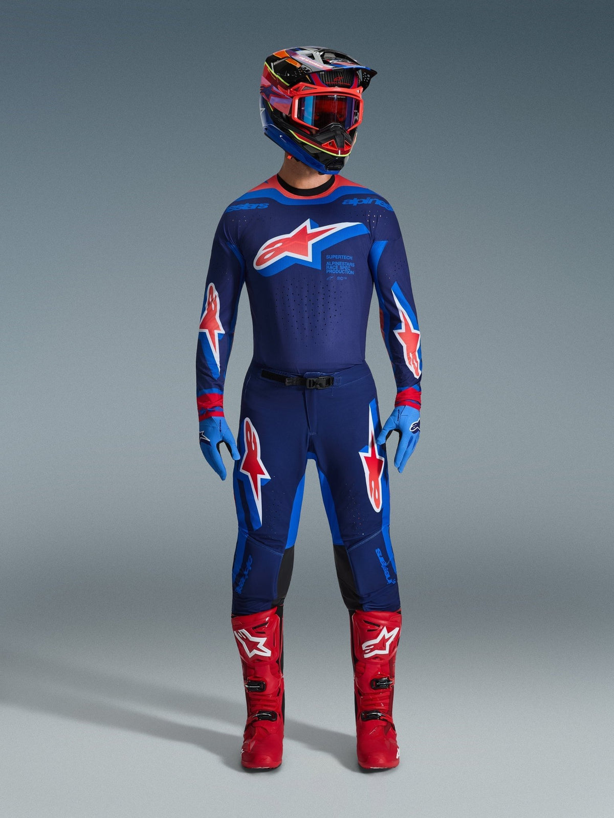 Alpinestars Supertech Vista Pantalon Dark Navy Hot Coral Cobalt - MxProStoreParts