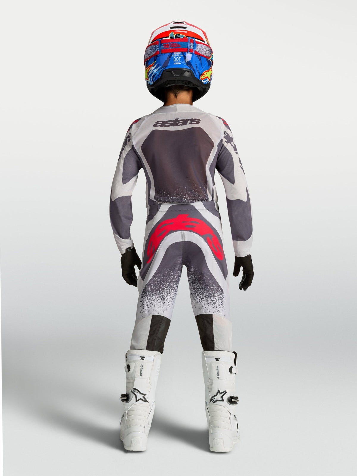 Alpinestars Pantalón Juvenil Supertech Swan 2027, Lila Claro, Gris Oscuro y Rojo Fluorescente - MxProStoreParts
