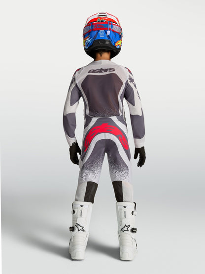 Alpinestars Pantalón Juvenil Supertech Swan 2027, Lila Claro, Gris Oscuro y Rojo Fluorescente - MxProStoreParts