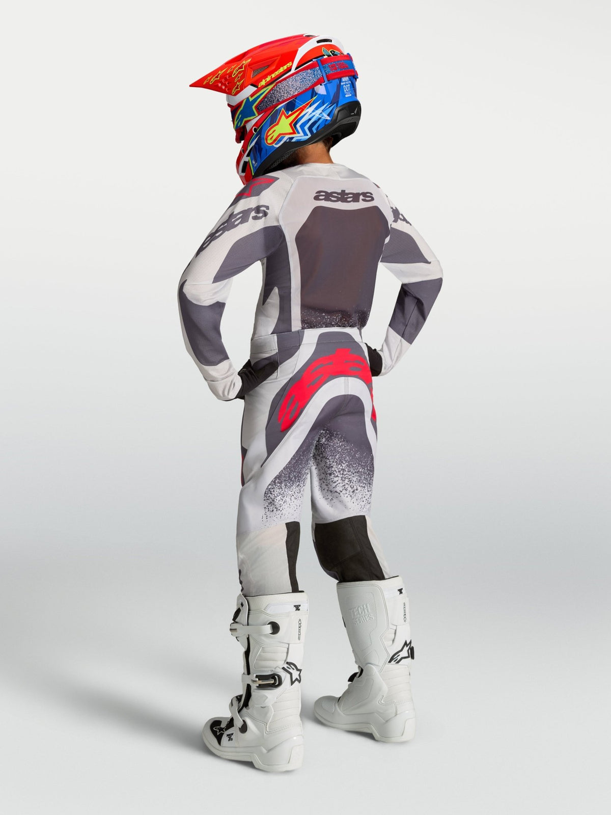 Alpinestars Pantalón Juvenil Supertech Swan 2027, Lila Claro, Gris Oscuro y Rojo Fluorescente - MxProStoreParts