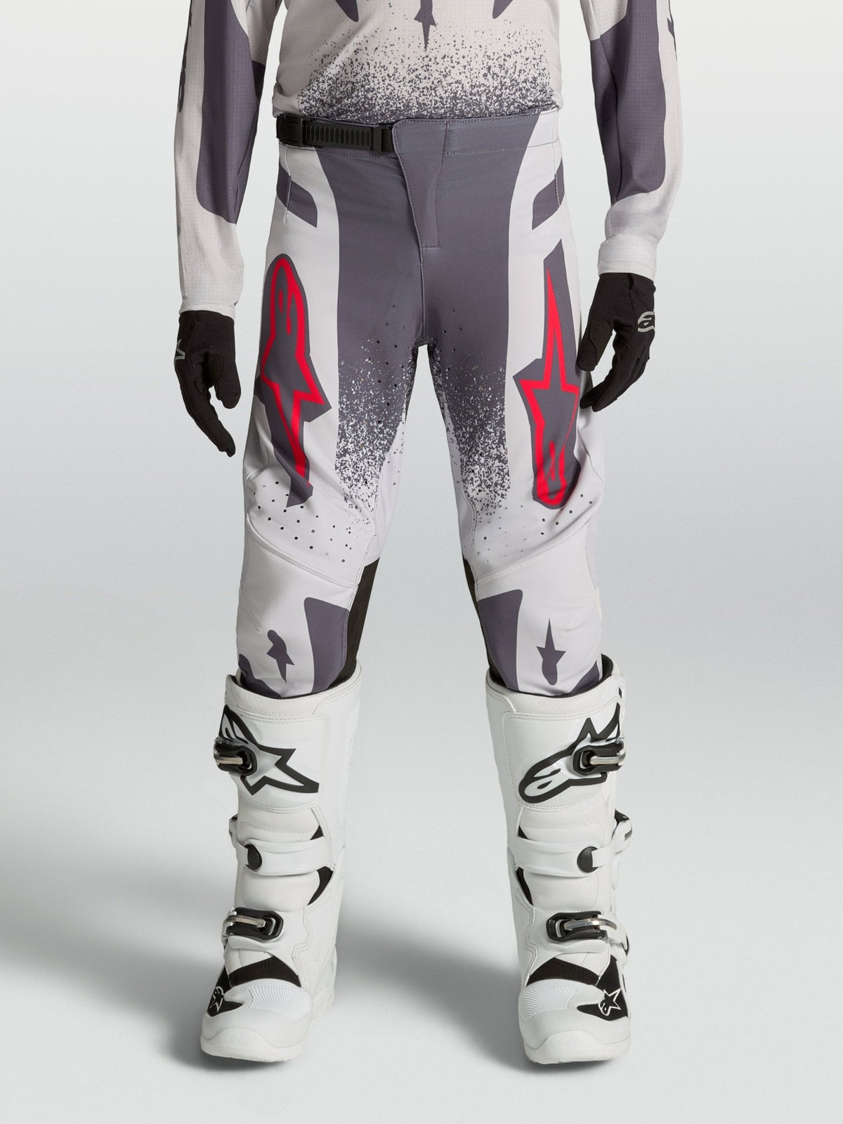 Alpinestars Pantalón Juvenil Supertech Swan 2027, Lila Claro, Gris Oscuro y Rojo Fluorescente - MxProStoreParts
