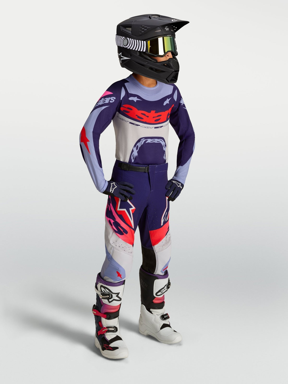 Alpinestars Youth Supertech Dyna 2027 Pants - Light Violet, Deep Purple, Fluorescent Pink - MxProStoreParts