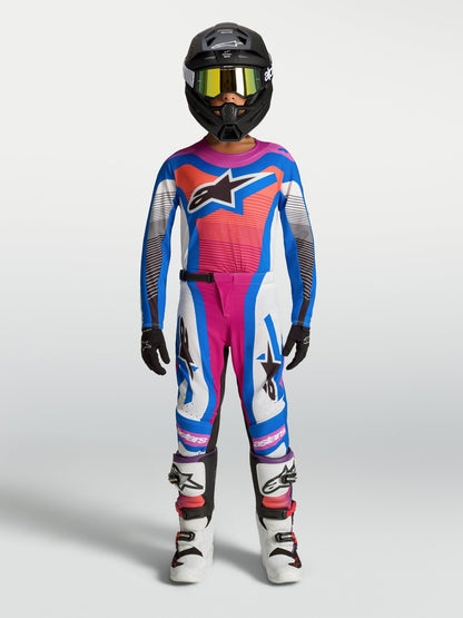 Alpinestars Pantalon Jeunes Supertech Maven 2027 Blanc Hot Coral Blithe Blue - MxProStoreParts