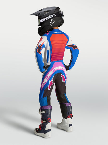 Alpinestars Pantalon Jeunes Supertech Maven 2027 Blanc Hot Coral Blithe Blue - MxProStoreParts