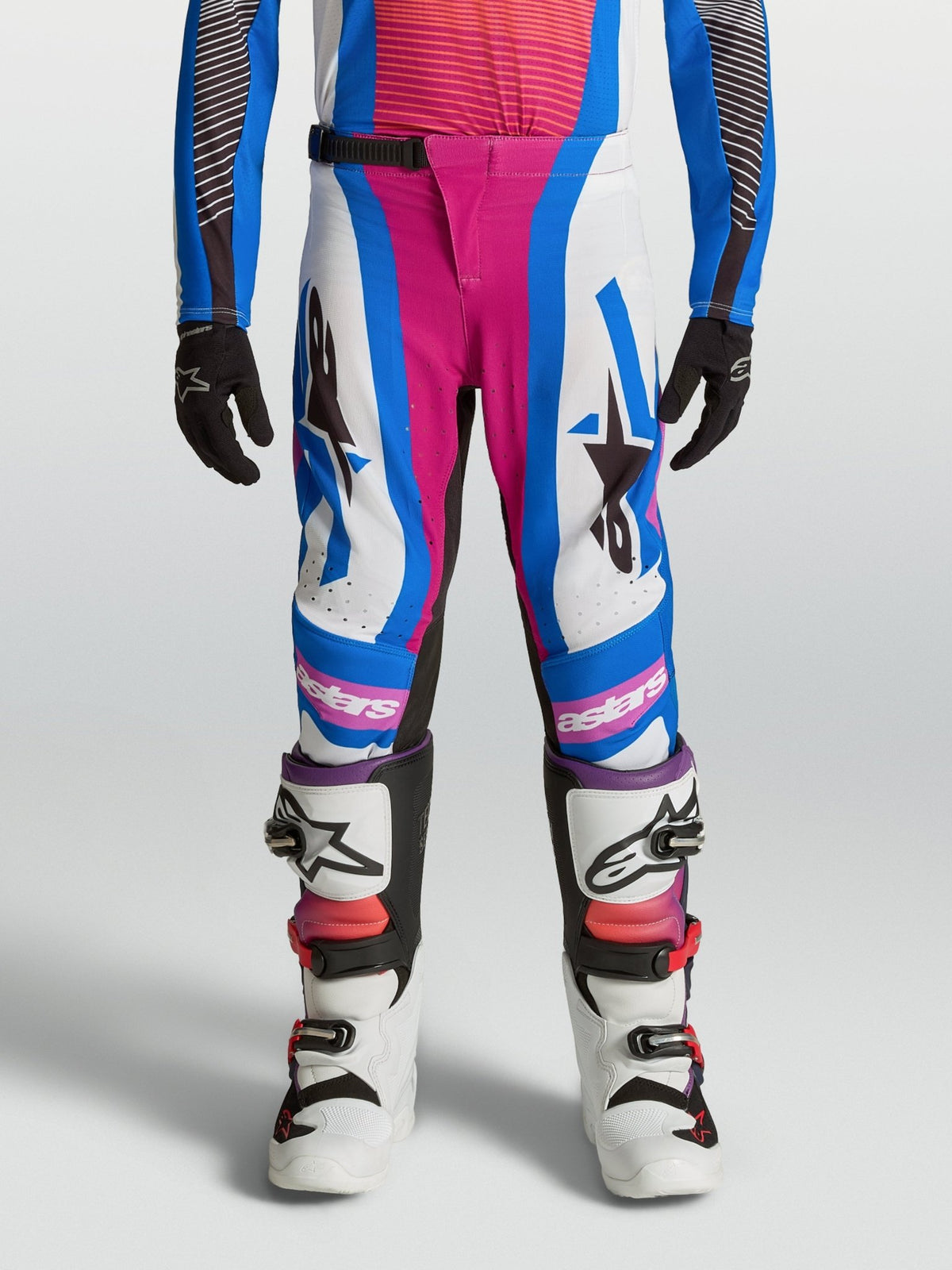 Alpinestars Pantalon Jeunes Supertech Maven 2027 Blanc Hot Coral Blithe Blue - MxProStoreParts