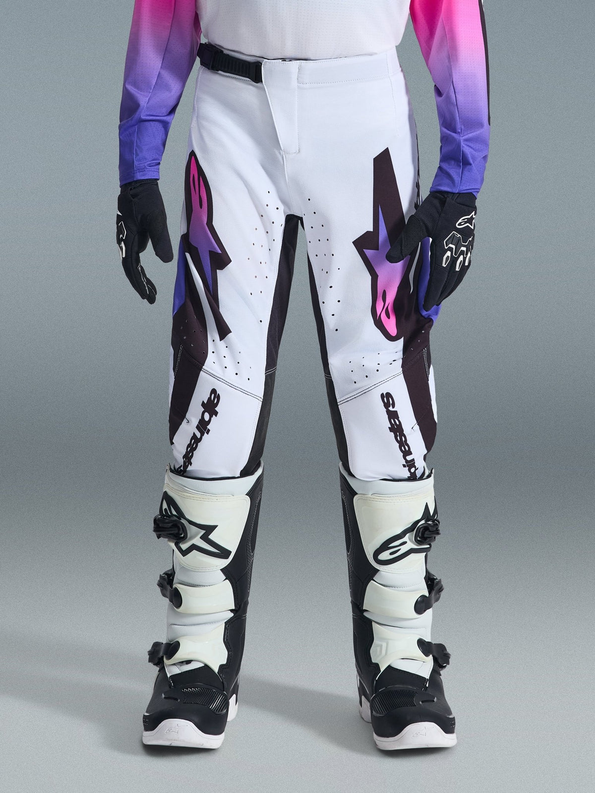 Alpinestars Supertech Vista Youth Pants 22 White Purple Black - MxProStoreParts