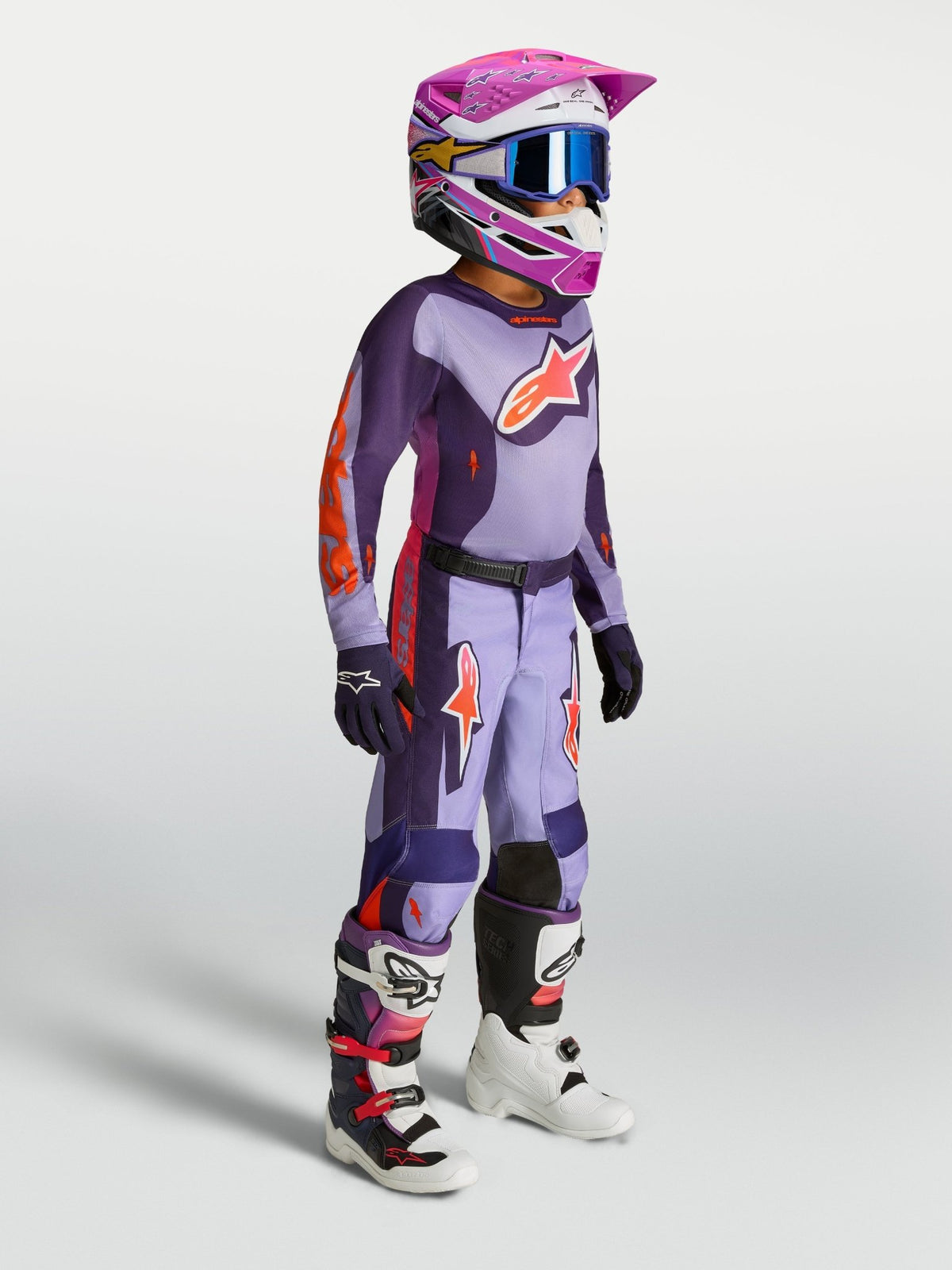 Pantalon Youth Fluid Hunt aux couleurs violet clair, pourpre foncé et rose fluo - MxProStoreParts