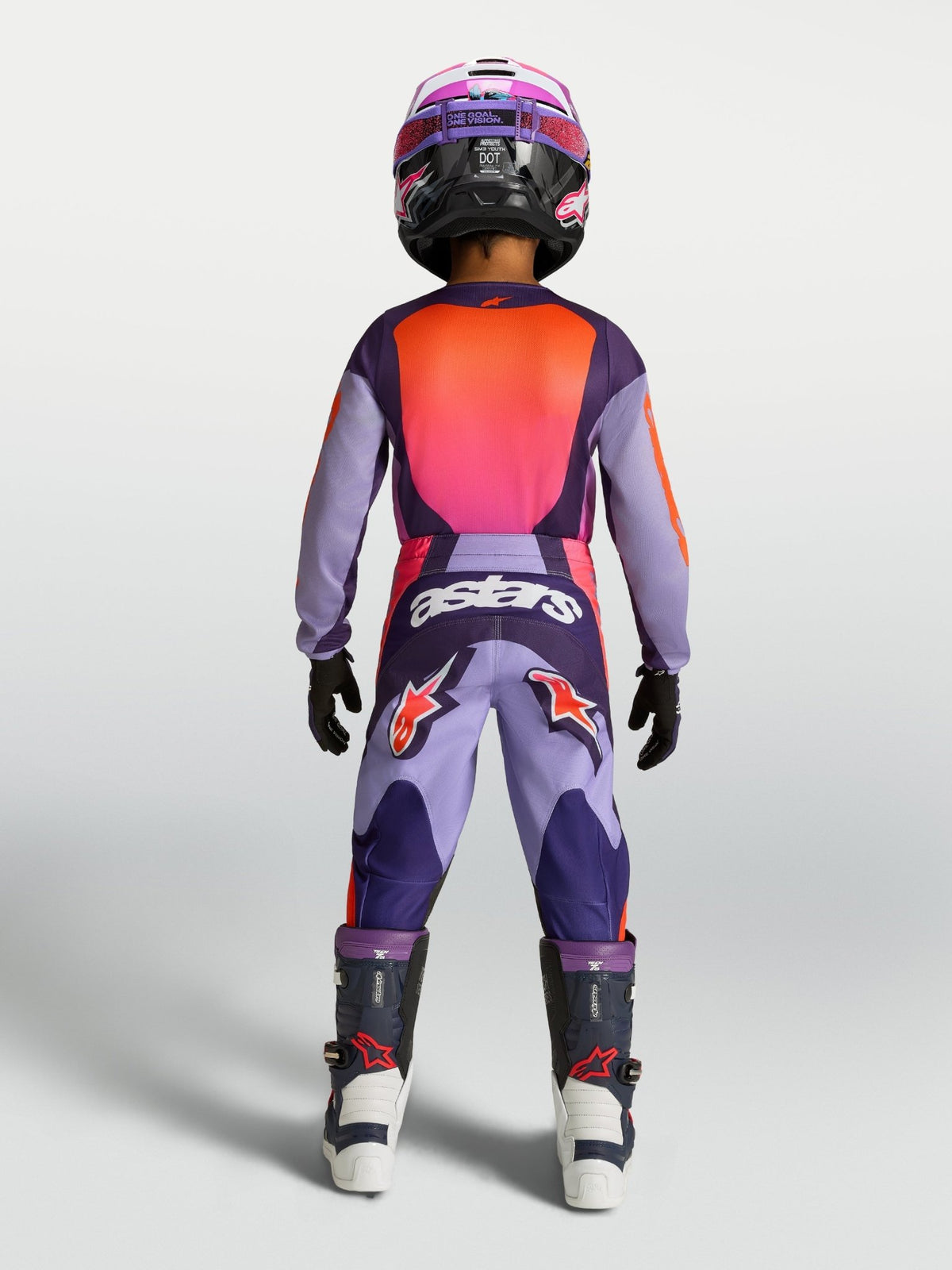 Pantalon Youth Fluid Hunt aux couleurs violet clair, pourpre foncé et rose fluo - MxProStoreParts