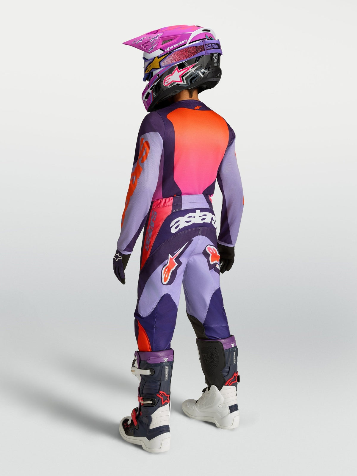 Pantalon Youth Fluid Hunt aux couleurs violet clair, pourpre foncé et rose fluo - MxProStoreParts