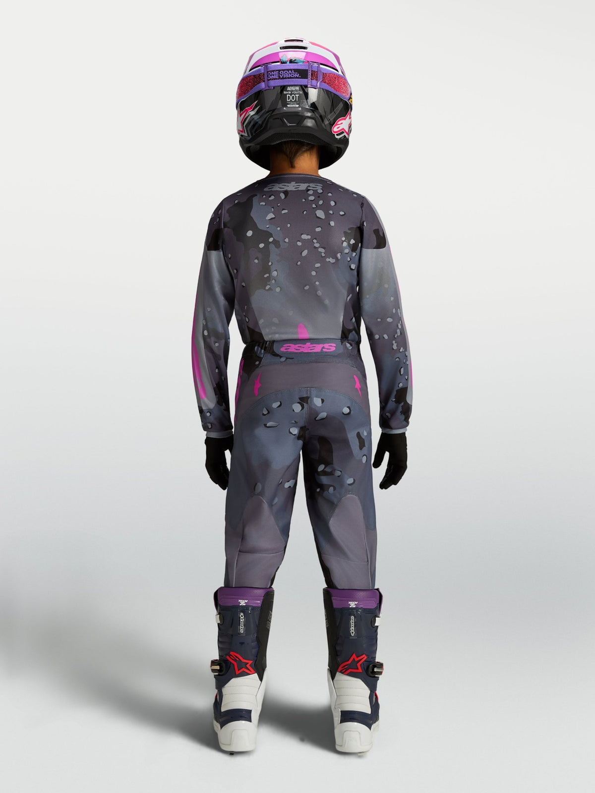Alpinestars Youth Fluid Lone Jersey Gray Camo Purple - MxProStoreParts