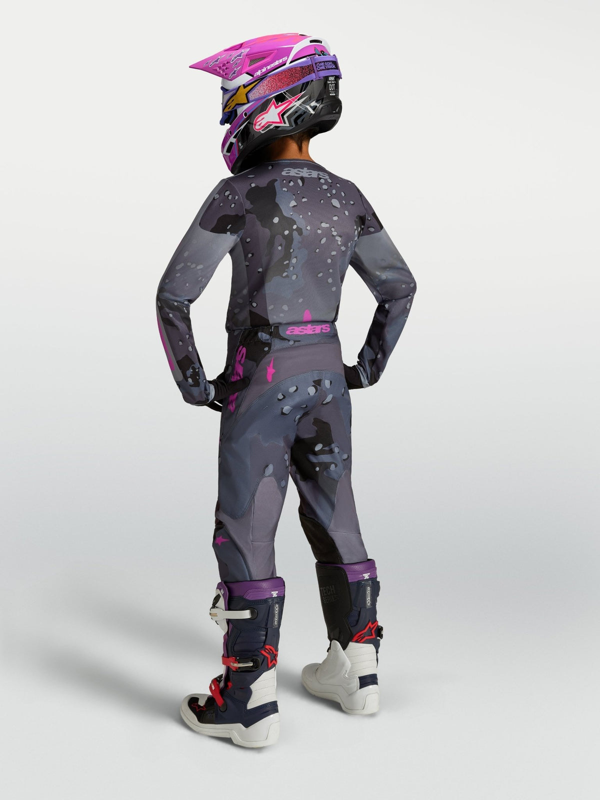 Alpinestars Youth Fluid Lone Jersey Gray Camo Purple - MxProStoreParts