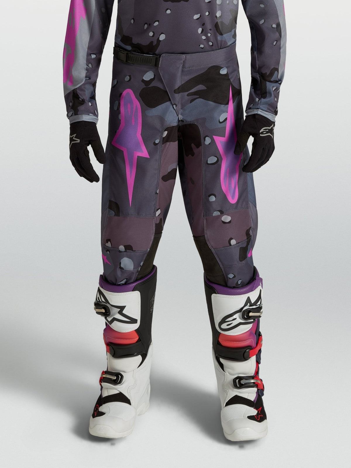 Alpinestars Youth Fluid Lone 2027 Grey Camo Purple Pants - MxProStoreParts