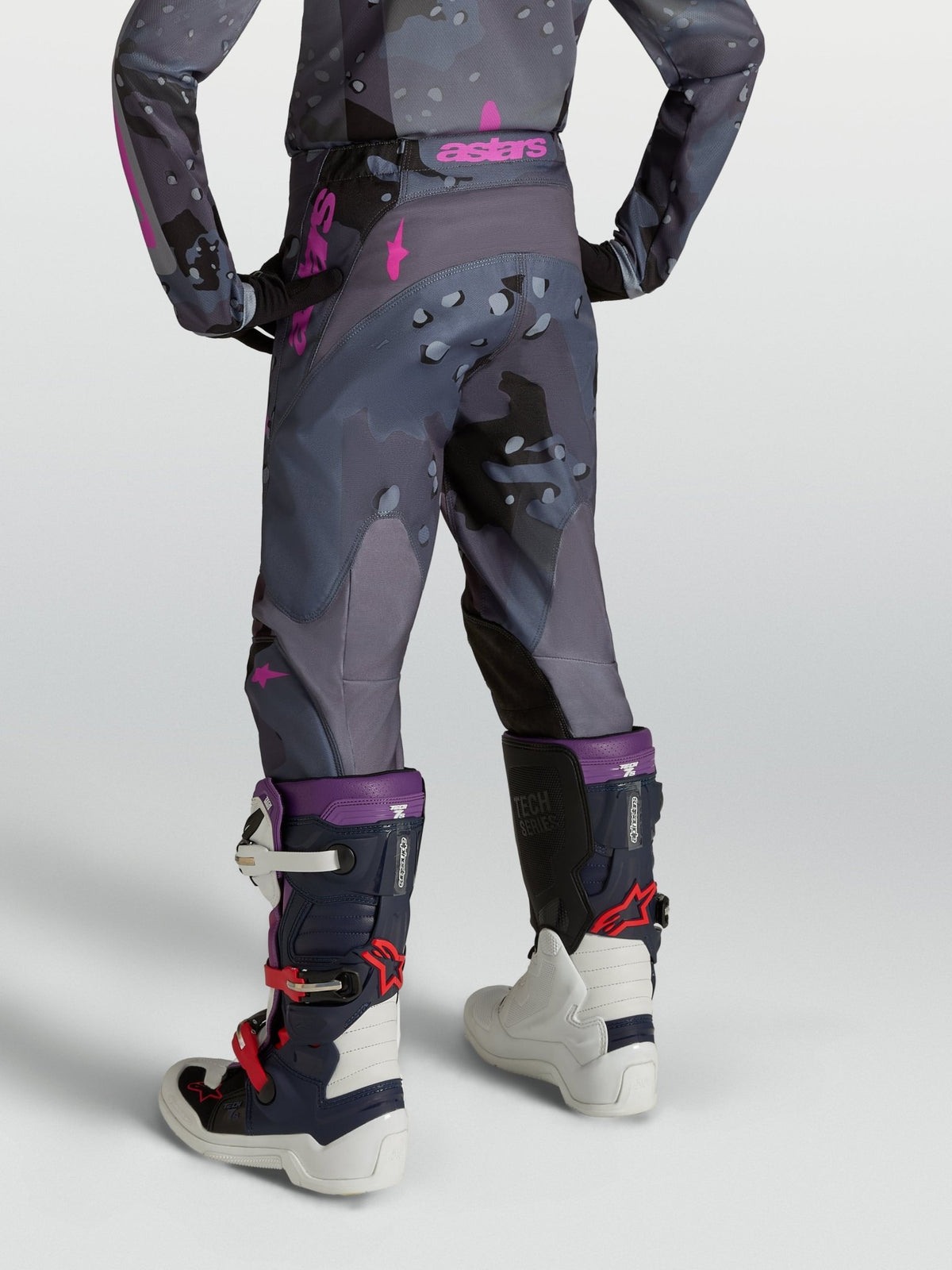 Alpinestars Youth Fluid Lone 2027 Grey Camo Purple Pants - MxProStoreParts