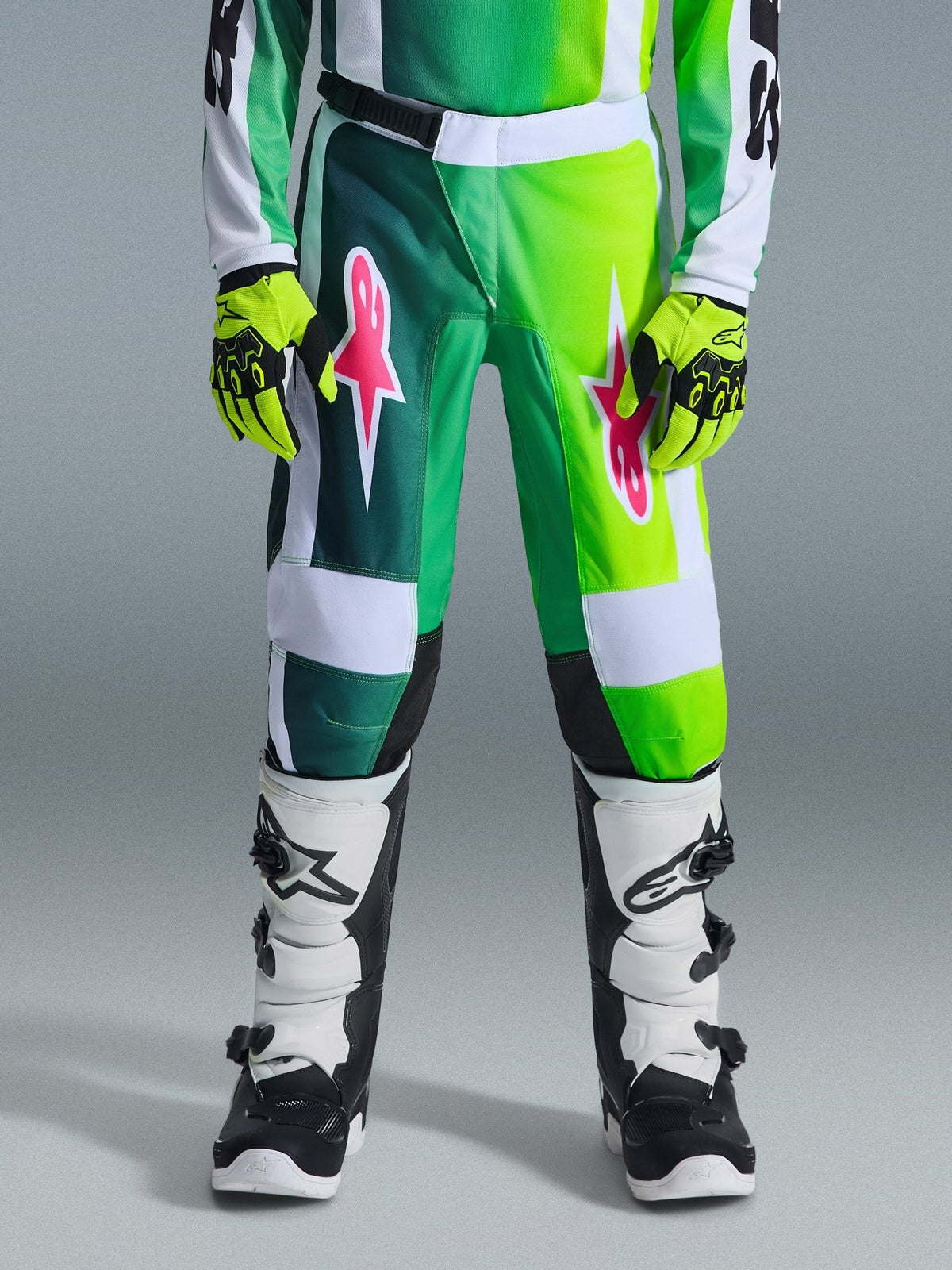 Alpinestars Pantalón Fluid Portl para jóvenes – Verde, Blanco y Negro - MxProStoreParts