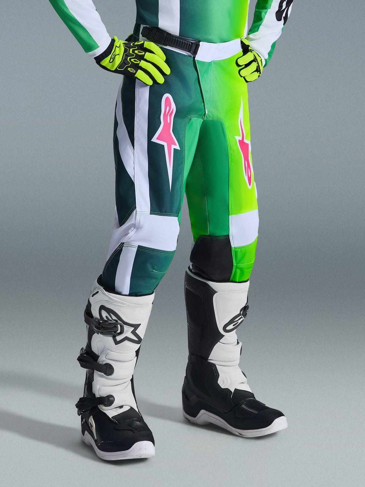Alpinestars Pantalón Fluid Portl para jóvenes – Verde, Blanco y Negro - MxProStoreParts