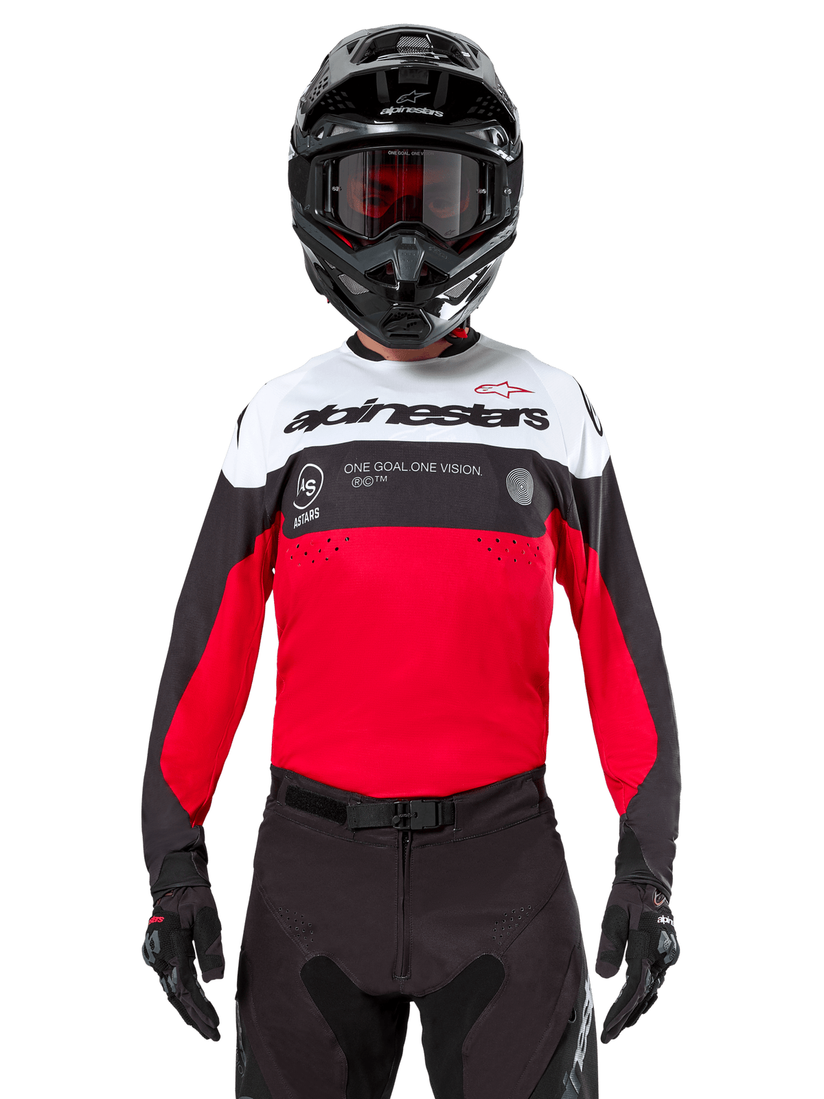 Alpinestars Pro-Dura Maillot Noir Rouge Vif Blanc - MxProStoreParts