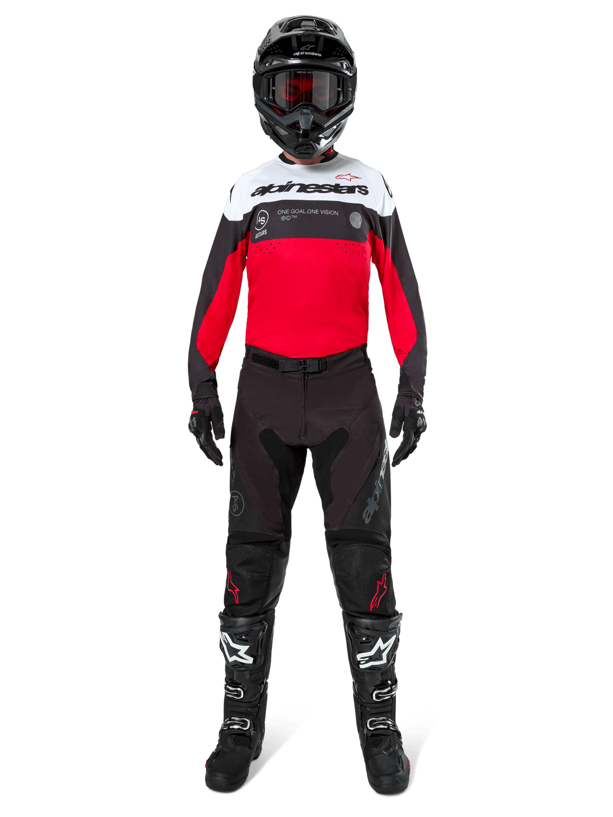 Alpinestars Pro-Dura Maillot Noir Rouge Vif Blanc - MxProStoreParts