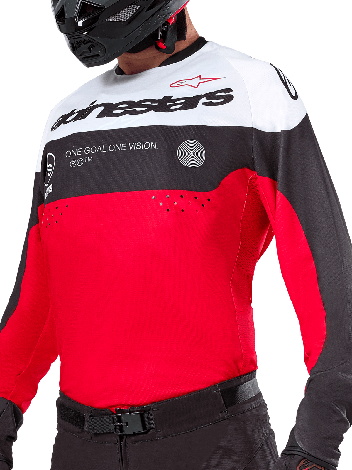 Alpinestars Pro-Dura Maillot Noir Rouge Vif Blanc - MxProStoreParts