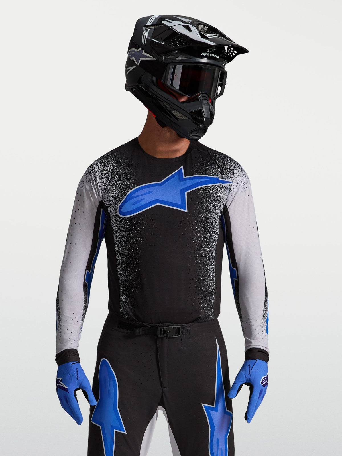 Alpinestars Supertech AFD Maillot Noir Lilas Clair Bleu - MxProStoreParts
