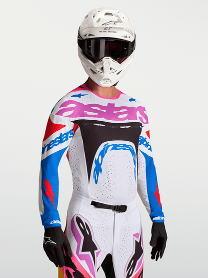 Alpinestars Supertech Dyna Maillot 2027 Blanc Blithe Bleu Noir Violet - MxProStoreParts
