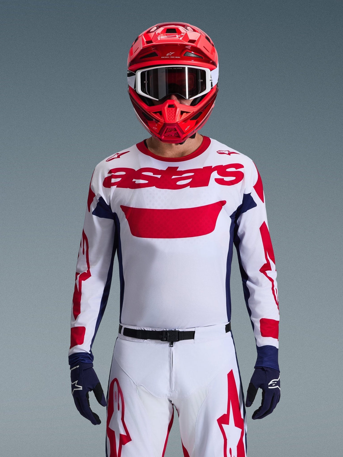 Alpinestars Maillot Racer Riway Off-Road Blanc Bleu Rouge - MxProStoreParts