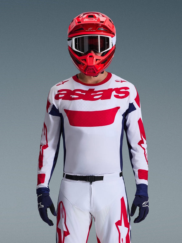 Alpinestars Maillot Racer Riway Off-Road Blanc Bleu Rouge - MxProStoreParts
