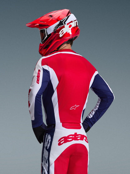 Alpinestars Maillot Racer Riway Off-Road Blanc Bleu Rouge - MxProStoreParts