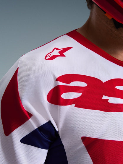 Alpinestars Maillot Racer Riway Off-Road Blanc Bleu Rouge - MxProStoreParts