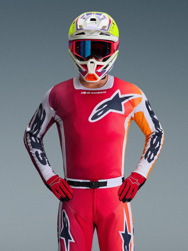 Alpinestars Racer Portl Maillot 2026 Rouge, Gris Clair et Gris Foncé - MxProStoreParts