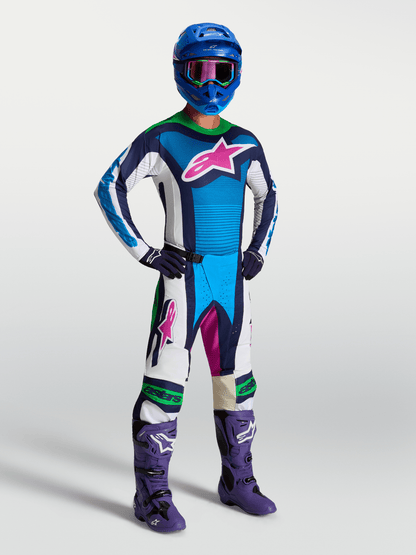 Alpinestars Techstar Maven Jersey 2027 White, Blithe Blue, Fluorescent Green - MxProStoreParts