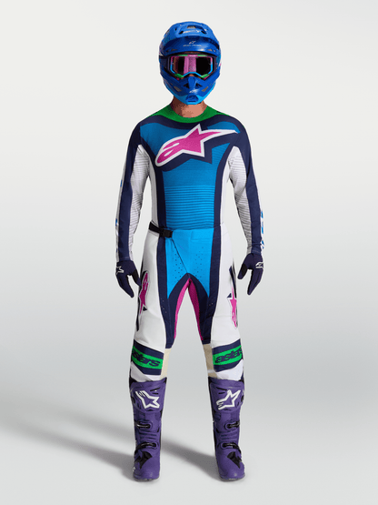 Alpinestars Techstar Maven Jersey 2027 White, Blithe Blue, Fluorescent Green - MxProStoreParts