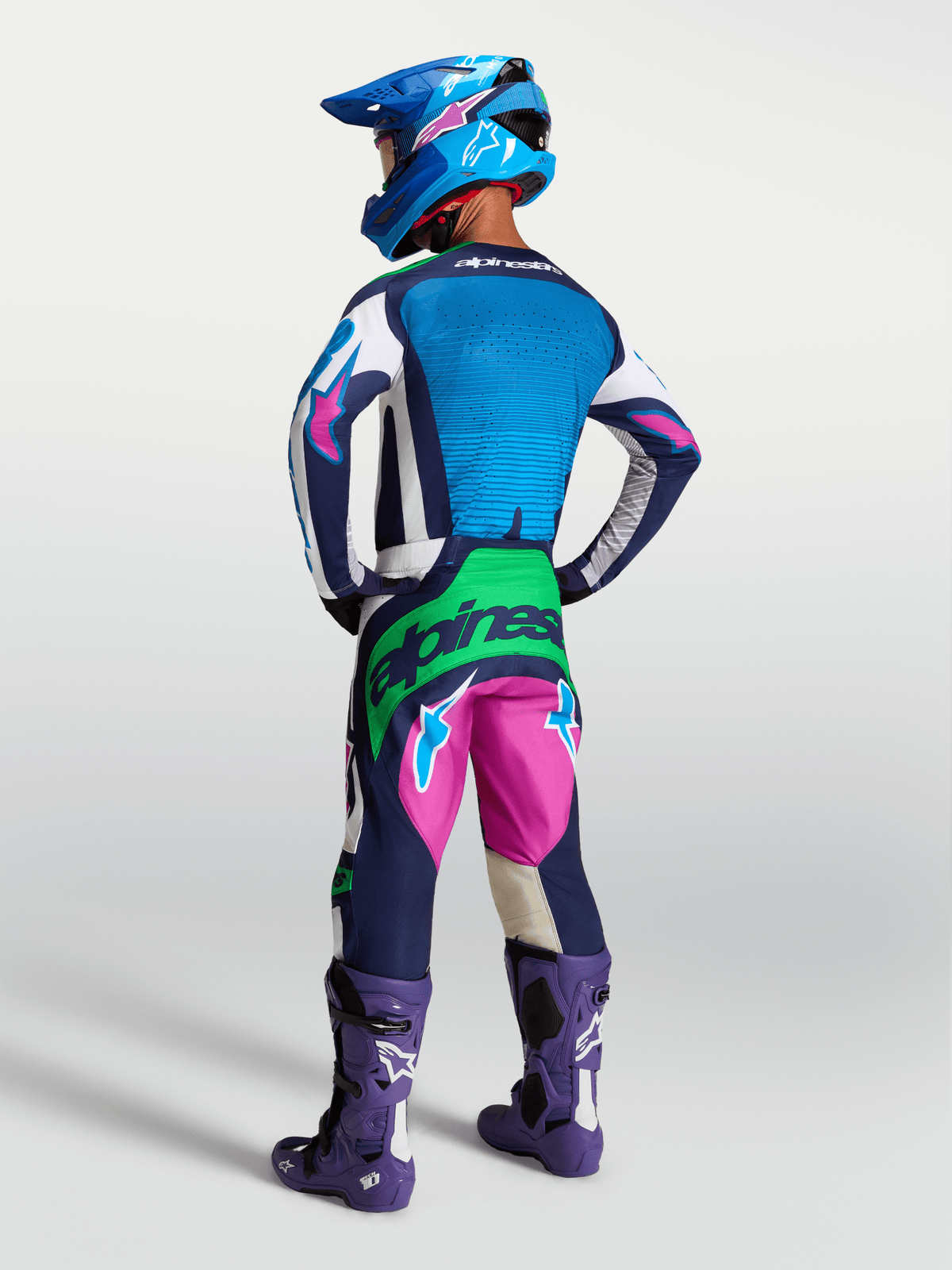 Alpinestars Techstar Maven Jersey 2027 White, Blithe Blue, Fluorescent Green - MxProStoreParts