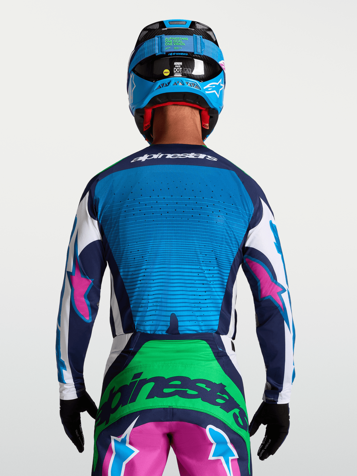 Alpinestars Techstar Maven Jersey 2027 White, Blithe Blue, Fluorescent Green - MxProStoreParts