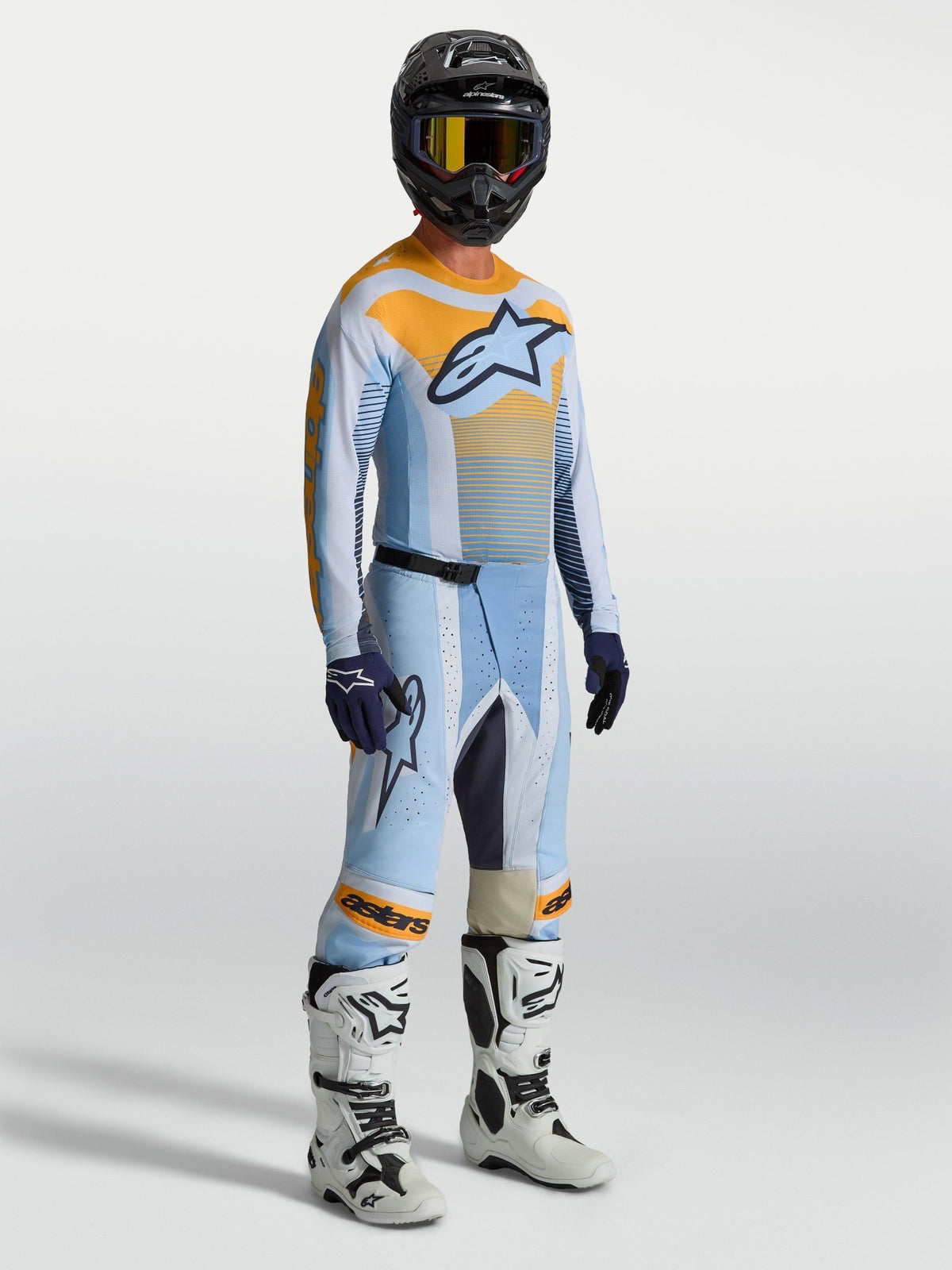 Alpinestars Techstar Maven Maillot 2027 Bleu poussière Tangerine Noir - MxProStoreParts