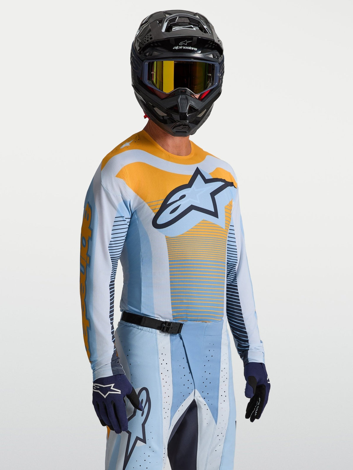 Alpinestars Techstar Maven Maillot 2027 Bleu poussière Tangerine Noir - MxProStoreParts