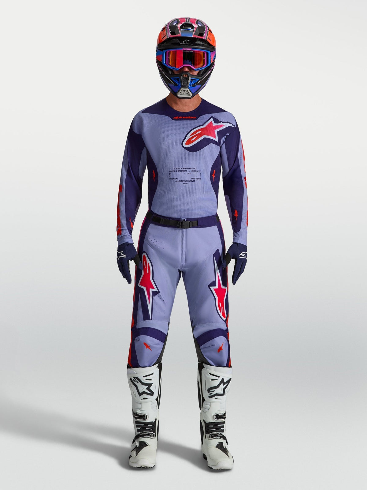 Camiseta Alpinestars Racer Air Hunt 2027, Morado Claro, Morado Profundo y Rosa Fluorescente - MxProStoreParts