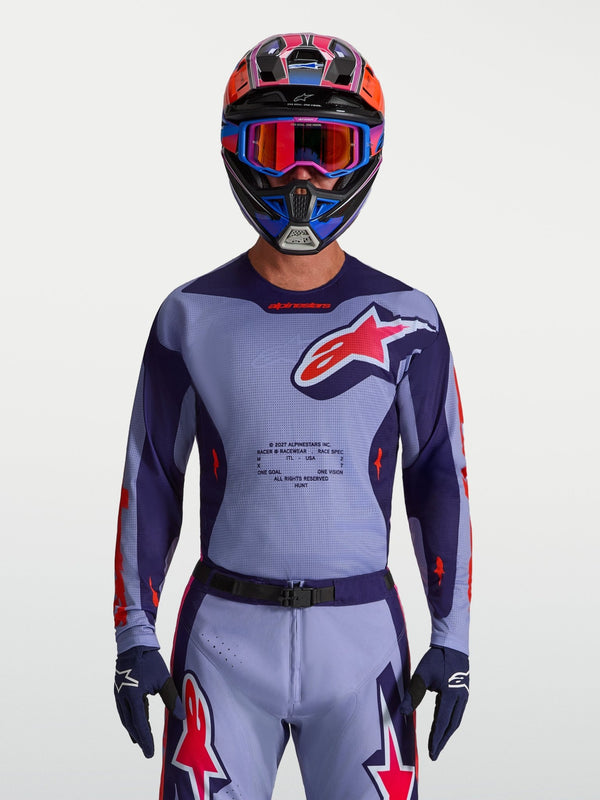 Camiseta Alpinestars Racer Air Hunt 2027, Morado Claro, Morado Profundo y Rosa Fluorescente - MxProStoreParts