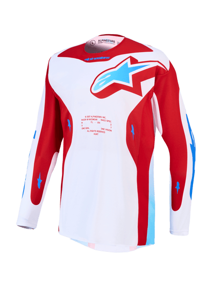 Maillot Alpinestars Racer Hunt 2027 – Blanc, Rouge Feu, Bleu UCLA - MxProStoreParts