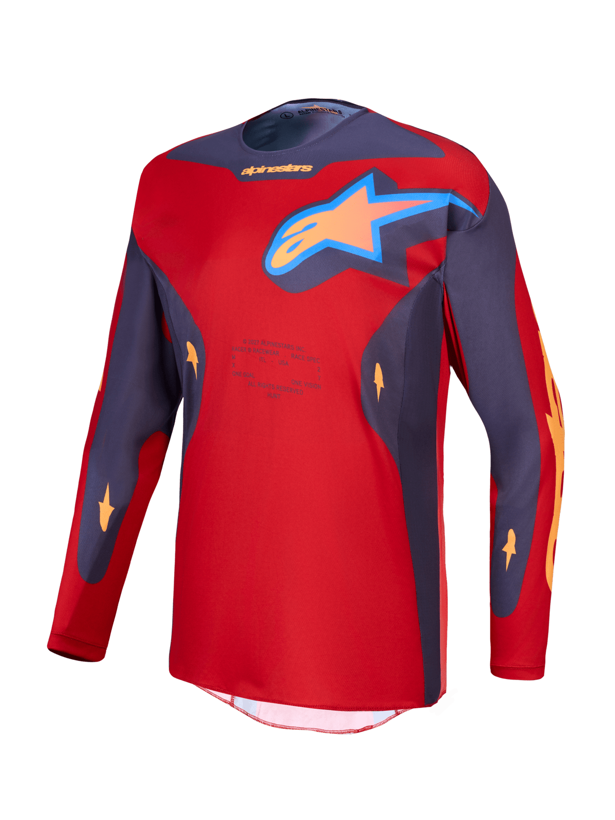 Alpinestars Maillot Racer Hunt 2027 Rouge Feu Gris Pierre Corail Chaud - MxProStoreParts