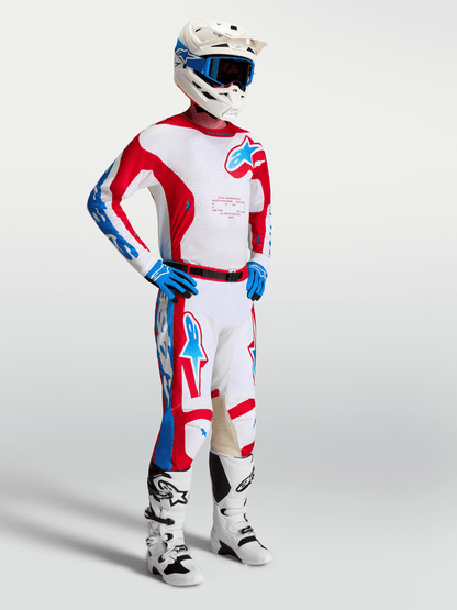 Alpinestars Pantalon Racer Hunt 2027 Blanc, Rouge Feu et Bleu Ucla - MxProStoreParts