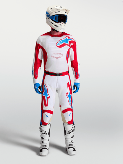 Maillot Alpinestars Racer Hunt 2027 – Blanc, Rouge Feu, Bleu UCLA - MxProStoreParts