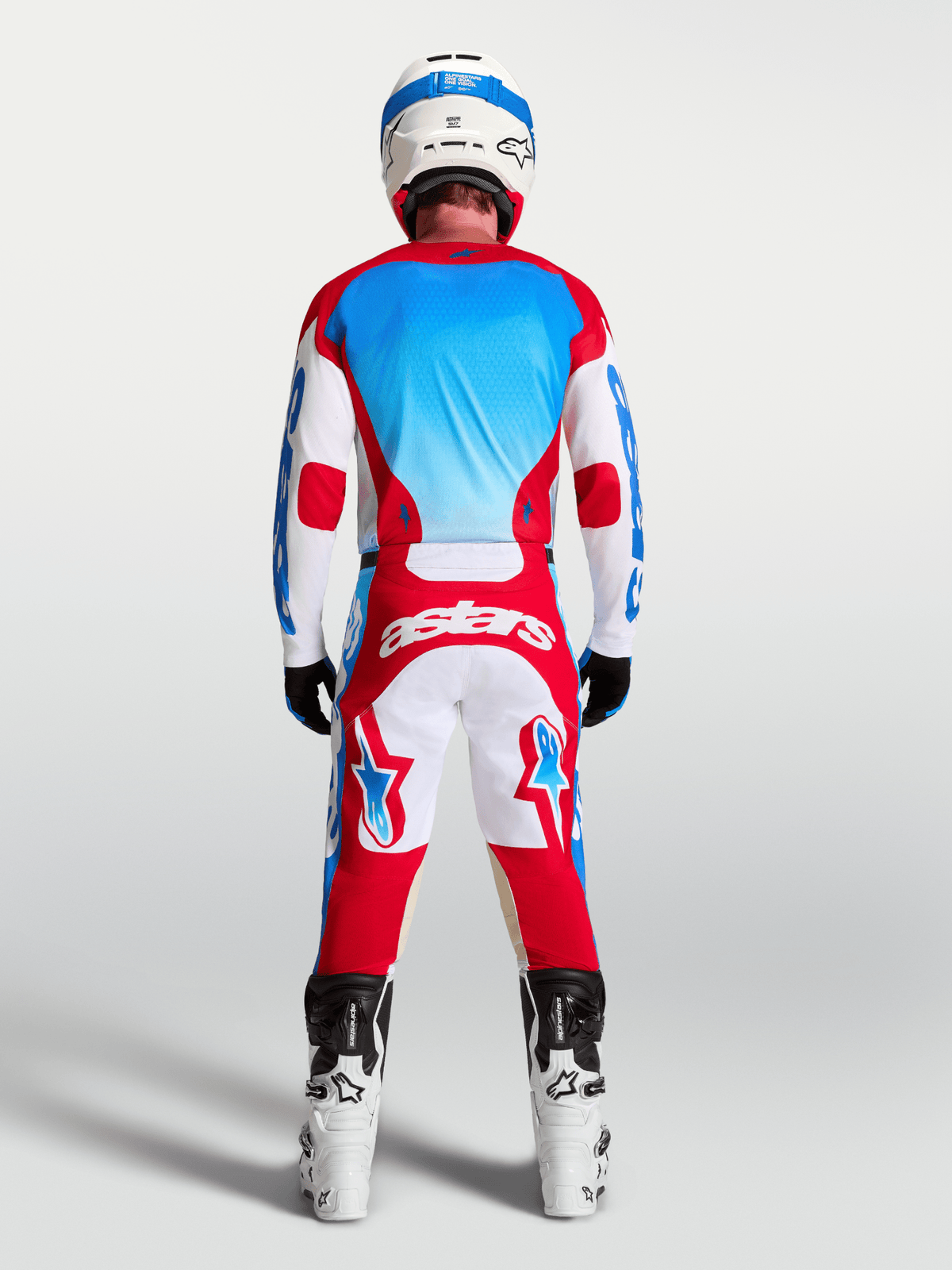 Alpinestars Pantalon Racer Hunt 2027 Blanc, Rouge Feu et Bleu Ucla - MxProStoreParts