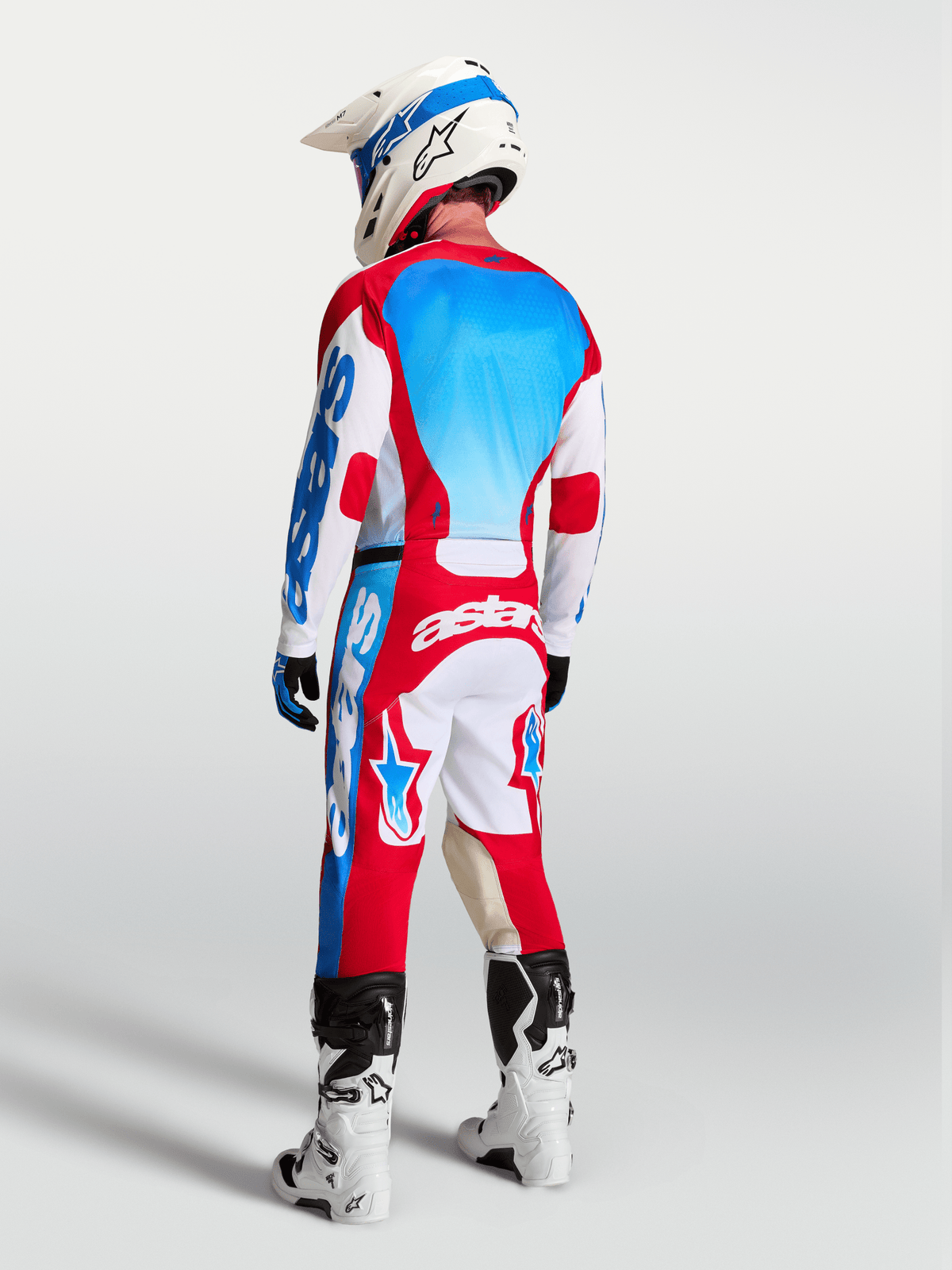 Alpinestars Pantalon Racer Hunt 2027 Blanc, Rouge Feu et Bleu Ucla - MxProStoreParts